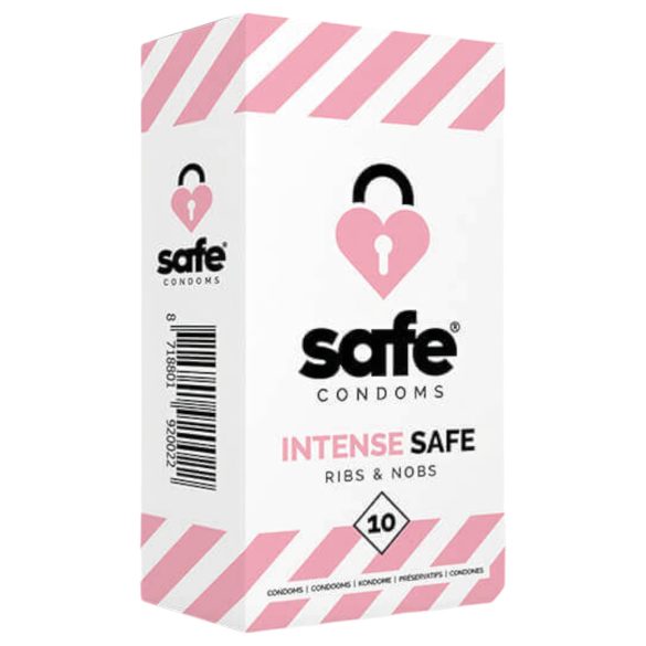 SAFE Intense Safe - rebrasti tačkasti kondomi (10 kom)
