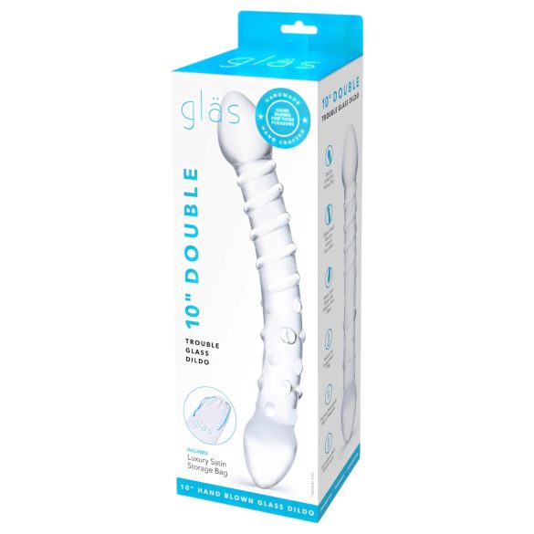 GLAS - Dupli dildo od stakla (prozirno)