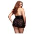 BACI Plus Size - crna čipkasta babydoll haljina s okovratnikom (XL-XXL)