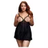 BACI Plus Size - otvoreni, tačkasti babydoll - crna (XL-XXL)