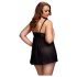 BACI Plus Size - otvoreni, tačkasti babydoll - crna (XL-XXL)