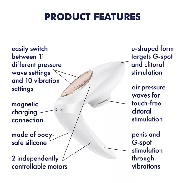 Satisfyer Pro 4 Couples - vibratori za parove sa talasima vazduha, na punjive baterije (beli)