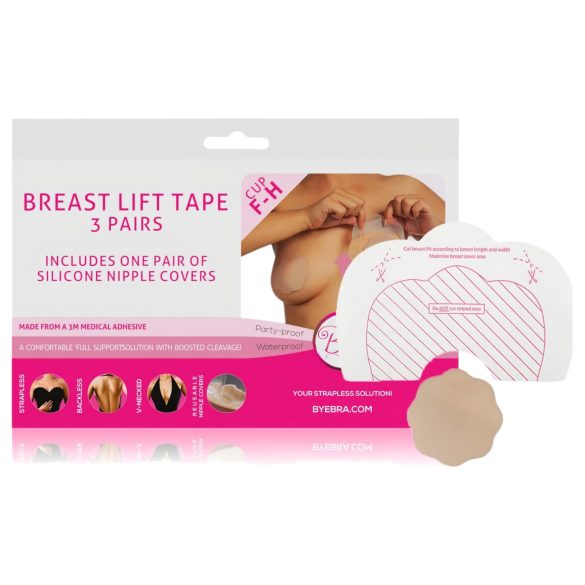 Bye Bra F-H - nevidljivi lifting za grudi - nude (3 para)