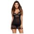 Obsessive Alluria - čipkasta spavaćica i tanga (crna) - L/XL