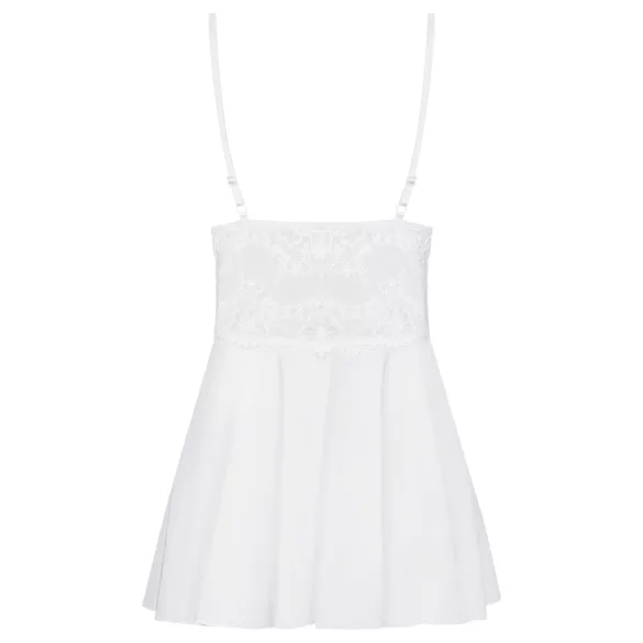 Obsessive 810-BAB-2 - čipkani babydoll i tanga (bela)