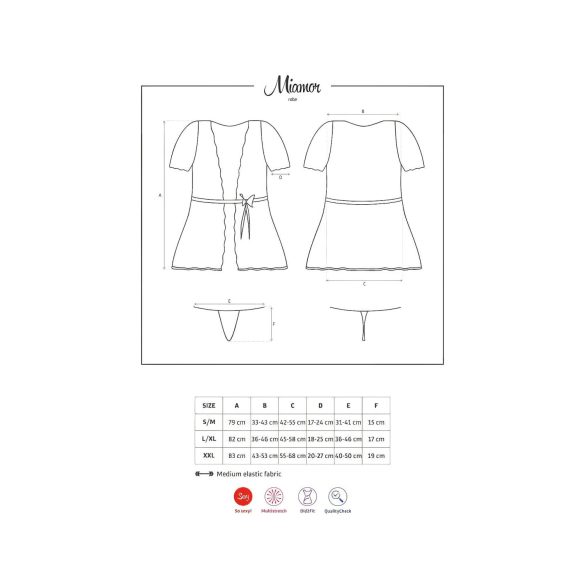 Obsessive Miamor Ogrtač - čipkasti rukavi i tanga (crna) - L/XL