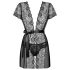 Obsessive Alluria - čipkasti ogrtač i tanga (crna) - L/XL