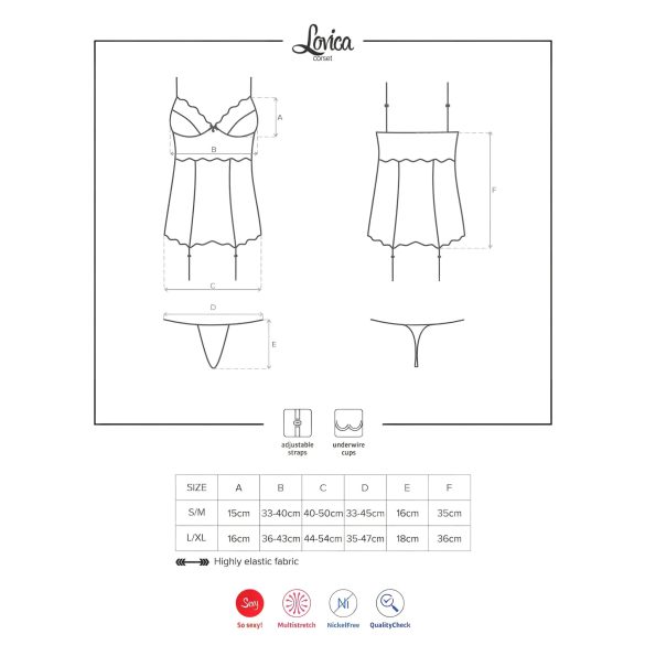 Obsessive Lovica - čipkasti top sa halterima i tangama (crveni)