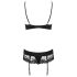 Obsessive Wonderia - izvezeni čipkani veš set (crna) - L/XL