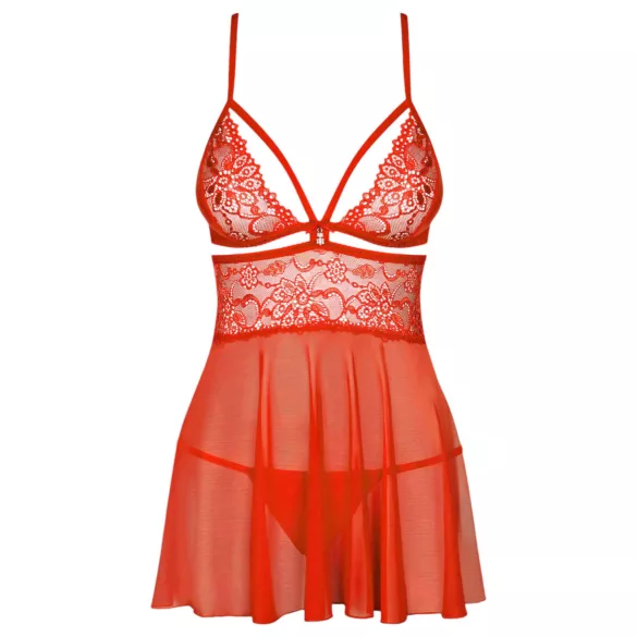 Obsessive 838-BAB-3 - pikantni čipkani babydoll i tanga (crvena)