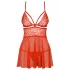 Obsessive 838-BAB-3 - pikantni čipkani babydoll i tanga (crvena) - L/XL