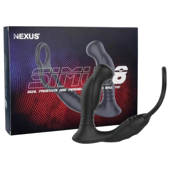 Nexus Simul8 - prsten za penis s analnim dildom (crna)