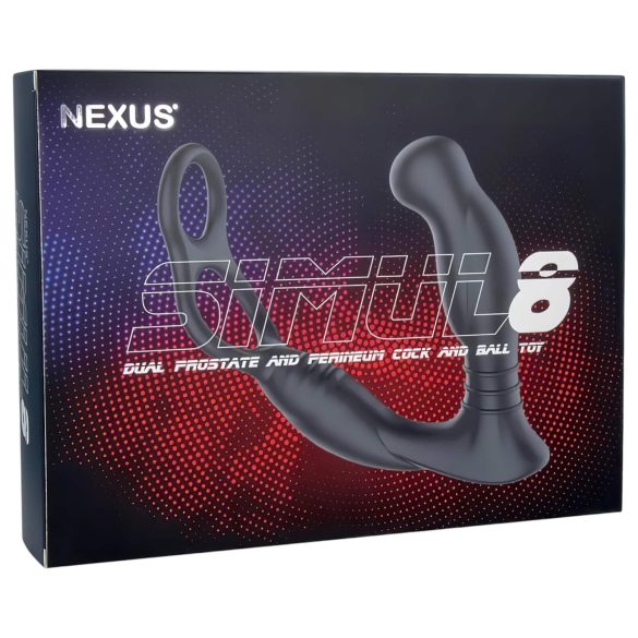 Nexus Simul8 - vibracioni prsten za penis sa analnim dildom (crna)