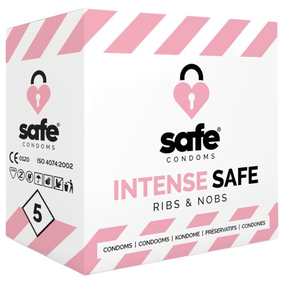 SAFE Intense Safe - rebrasti sa tačkama kondomi (5 komada)