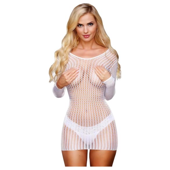 Lapdance Nežna Mreža: Dugi Rukav, Bela Mini Haljina S-L