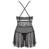 Obsessive 838-BAB-1 - prozirni, čipkani babydoll set (crni)