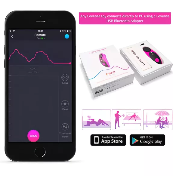 Lovense Ferri - nosivi aplikacijom upravljivi vibrator za klitoris (crno‑roze)