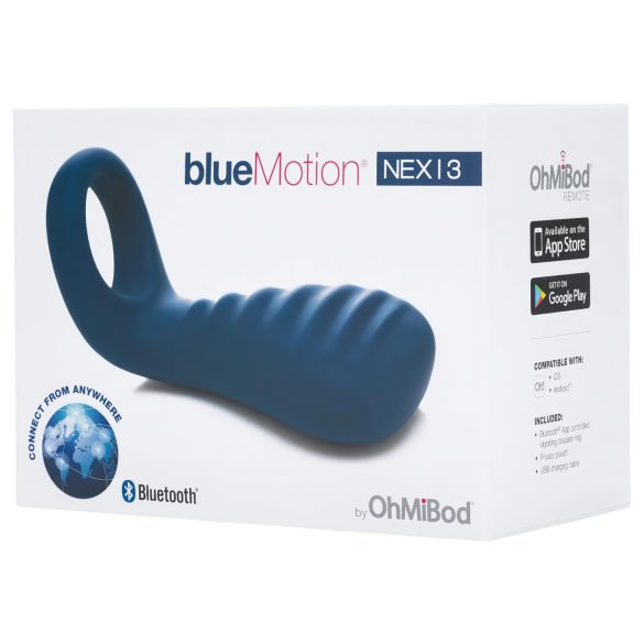 OHMIBOD Bluemotion Nex 3 - pametni, vibrirajući prsten za penis (plavi)