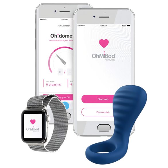 OHMIBOD Bluemotion Nex 3 - pametni, vibrirajući prsten za penis (plavi)