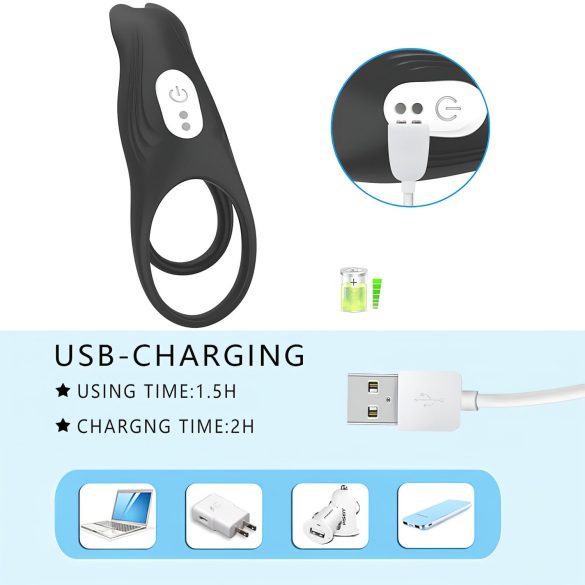 Aixiasia Hoody B - punjivi radio prsten za penis (crni)