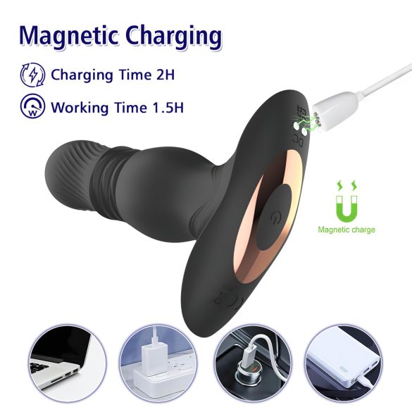 Aixiasia Roy - bežični analni vibrator na baterije (crni)