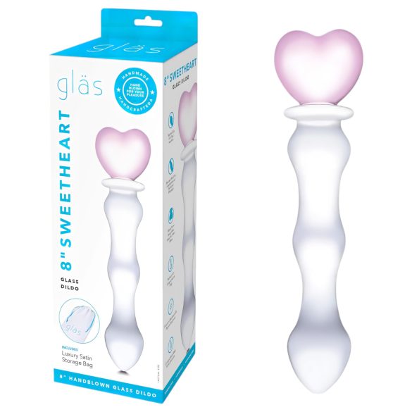 GLAS - stakleni dildo srca (prozirni)