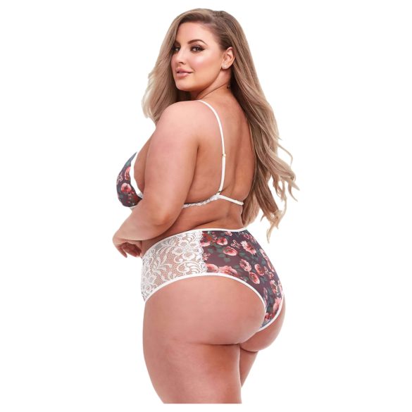 Baci Plus Size - cvetni čipkani komplet brushaltera