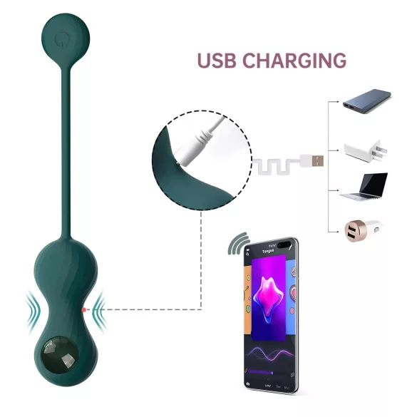 Magic Motion Crystal Duo - апликацијом управљане вибрационе гејша куглице (зелене)