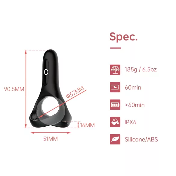 Magic Motion Rise - pametna vibrirajuća prstenjača za penis, punjiva (crna)
