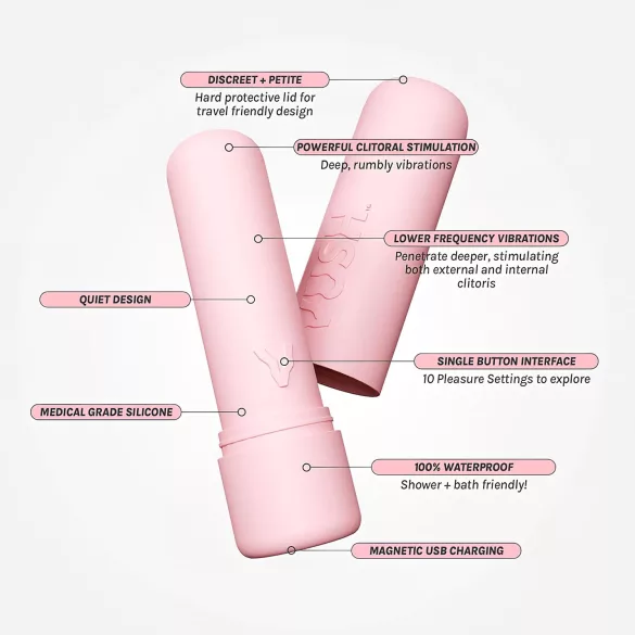 Vush Pop Gloss - vodootporni mini vibrator na punjenje (roze)